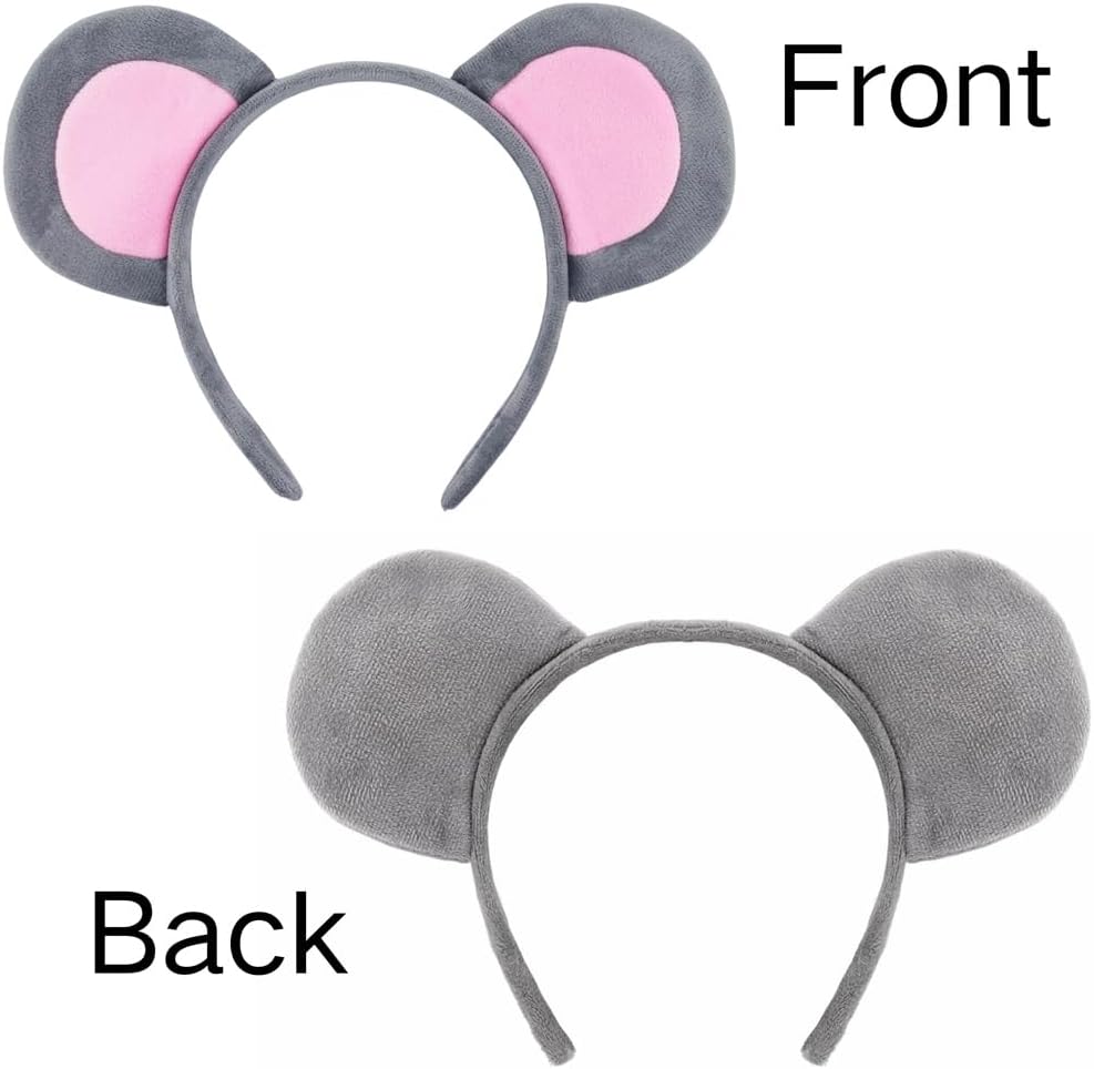 Mouse Ears Headband for Adults – Soft Gray Rat Ears Headband Accessory for Mouse Costume, Halloween, Cosplay, Parties - Image 5