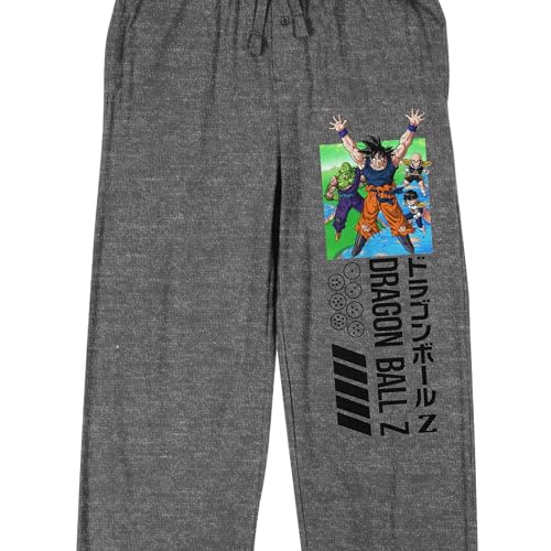 Dragon Ball Z Action Characters and Kanji Title Men's Heather Gray Sleep Pajama Pants2