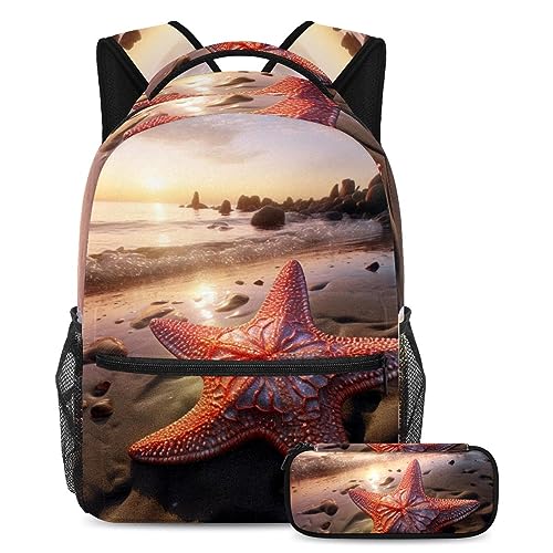 Sac à dos motif étoile de mer rouge idéal pour les voyages des ados