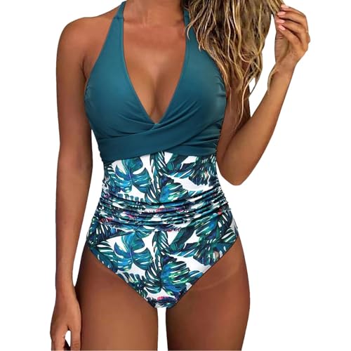Costume Piscina Donna Intero con Scollo a V Bikini alla Moda di Un Pezzo Slim Push Up a Vita Alta Costumi da Mare Taglie Comode Profondo V Bodysuit Costume Donna Contenitivo Pancia