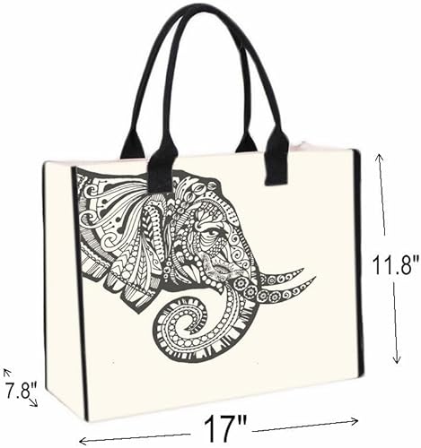 Miniatura 3 de Bolsas de lona grandes personalizadas, bolsas de playa reutilizables, regalos para mujeres, cumpleaños, con bolsillo interior, mandala