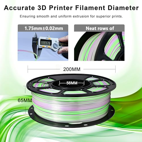 Image of iBOSS Silk PLA+ Gradient 3D Printing Filament, 1KG Spool 1.75mm Silk Shiny Green Purple Gradient Printer Filament 2.2lb Brighter New Version, Neatly Wound 3D Printing Filament Compatible