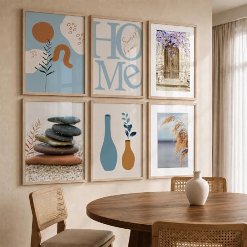 Image of kotart Boho Theme wall art for home decor, living room, bed room | Poster with frames wall hanging paintings | Boho digital wall art (13x17 inch, G) Pack of 6