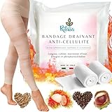 BANDAGE RAFFERMISSANTE ANTI CELLULITE avec des ingrédients actifs 100% végans Ritalia® 2 bandes DRAINANTES pour les jambes extra longues fessiers ventre et hanches action tonifiante