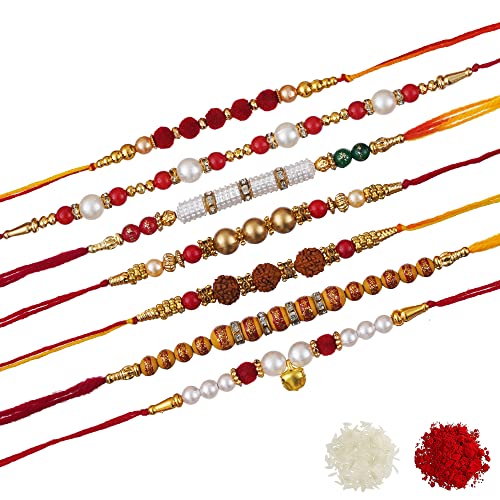Image of eCraftIndia Beautiful Pastel Green and Purple Color Designer Rakhi for Brother | Raksha Bandhan Rakhi with Roli