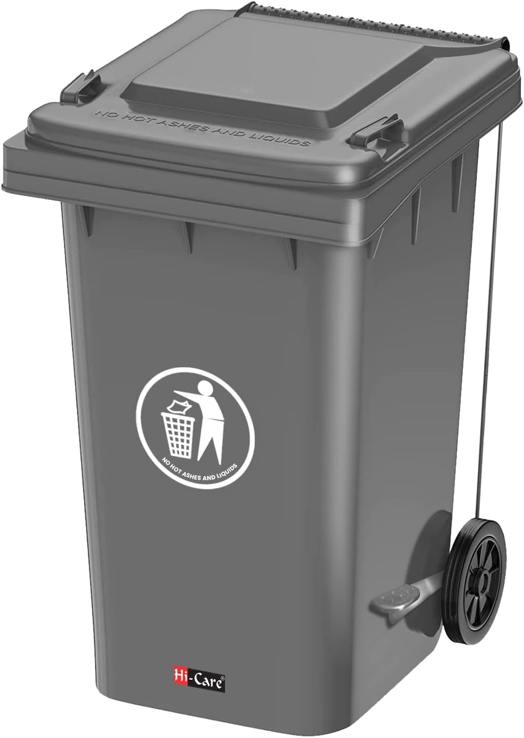 Hi-Care Plastic Garbage Bin 120 Litre with wheel and pedal - Heavy Duty Kitchen Dust Bin Outdoor Recycle Trash Can Large Industrial Waste bin Trash bin (Grey)