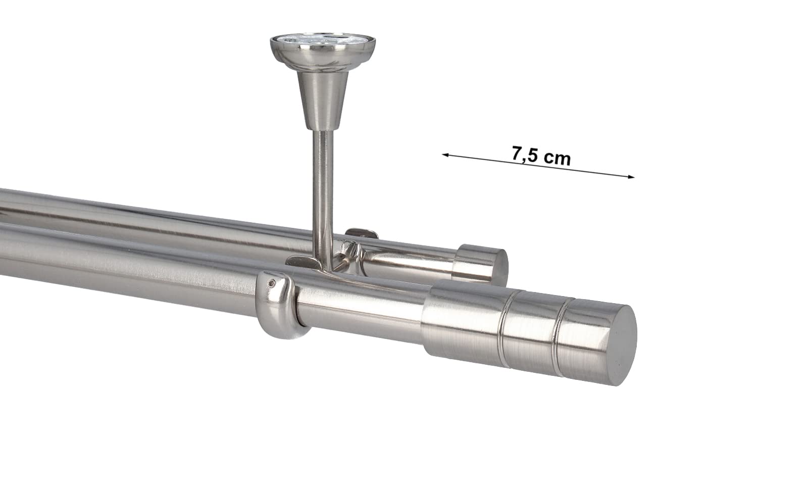 Sento Kit Bastone per Tende in Metallo 25/19mm Acciaio Inox Montaggio a Soffitto 200 cm ILUSION