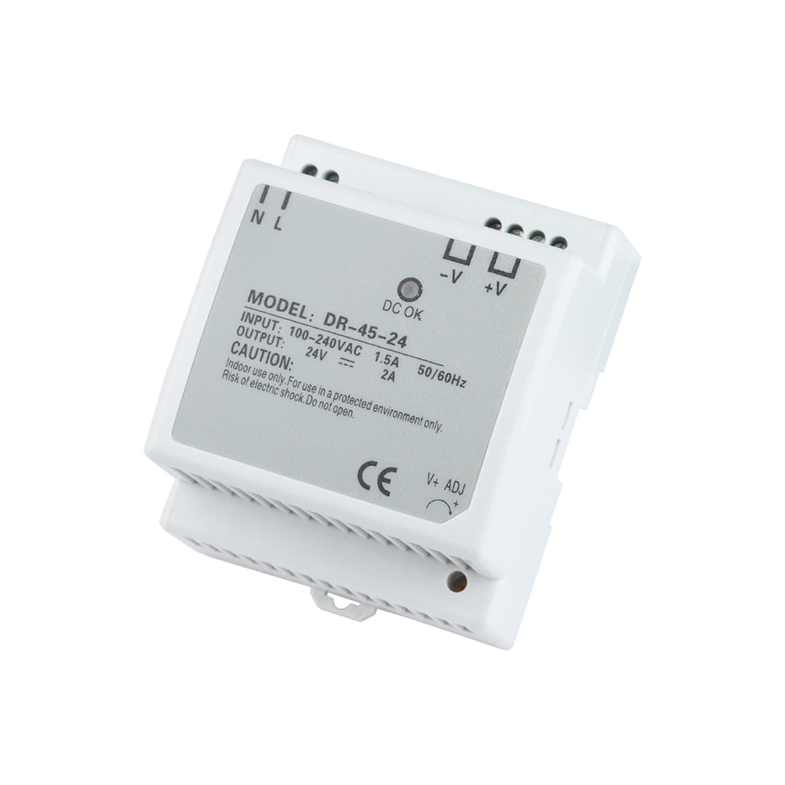 KLVN 1 STÜCKE DR-45-24 Einzelausgang DIN-Schienen-Netzteil 24 V Spannungswandler LED-Anzeige 45 W