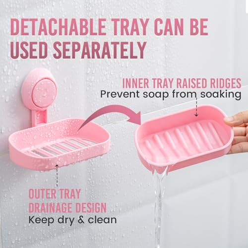 image for TAILI Soap Dish Bar Holder Suction Cup,Soap Saver with Powerful Vacuum