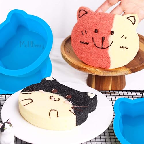 Image of MoldBerry Cat Shaped Bento Cake Mould | 5.2cm Deep Mini Silicone Baking Mold for Cute Animal Cakes | Silicone Chocolate Mould | Birthday Cake Snack Tart Muffin Cupcake Cheesecake Baking | Pack 1