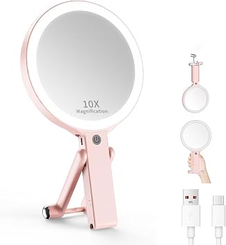 XXZU Makeup Mirror with Lights, Vanity Mirror with 1X/10X Magnifying Mirror