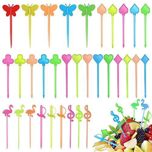 xianzhanEU 300 Stück Obstgabeln Kinder, Spieße Fingerfood Kinder, Fingerfood Spieße Plastik, Food Picks, Obstgabel, Bowlespießer, Kuchendekoration, Wiederverwendbar