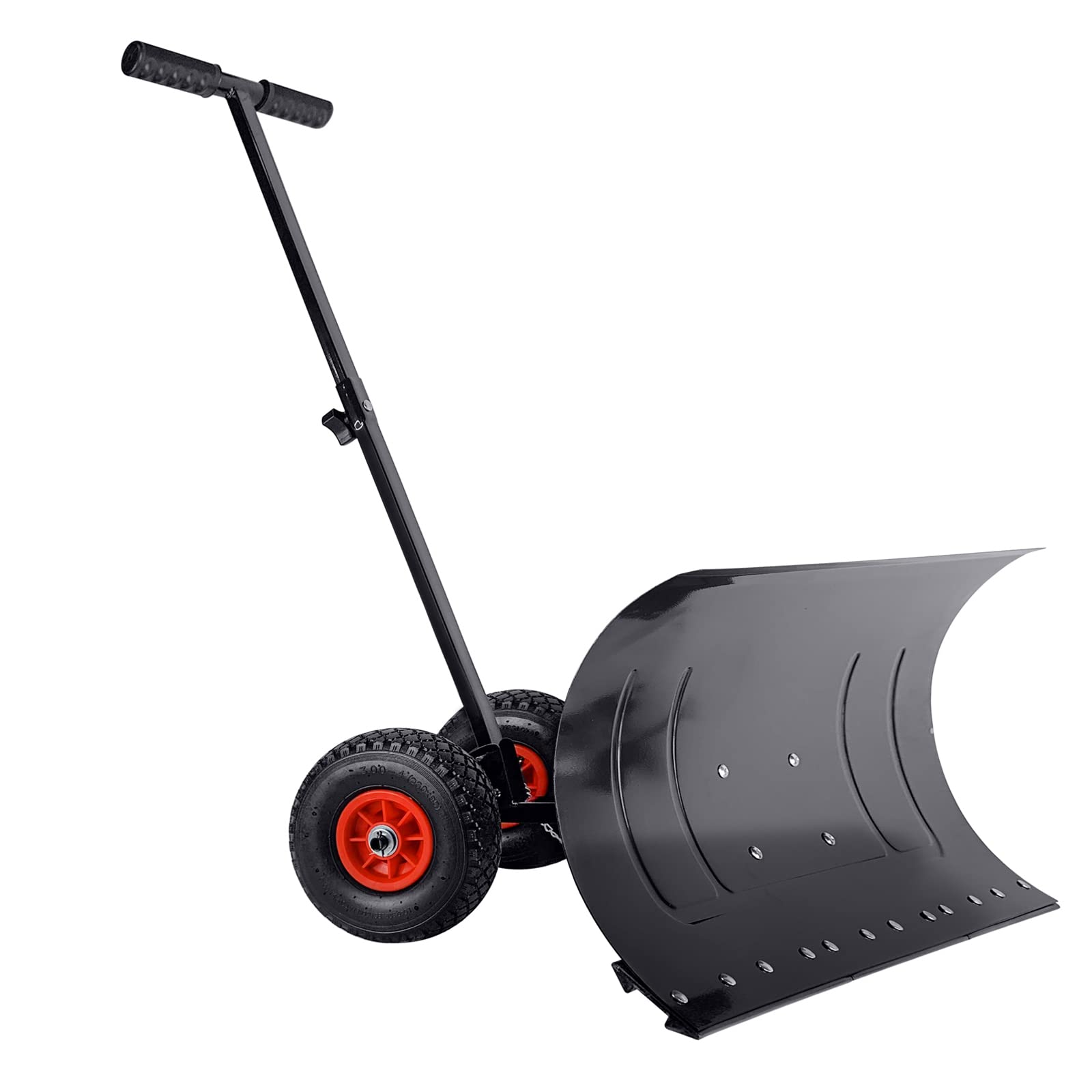 XMTECH Schneeschaufel mit Rädern Höhenverstellbar 5-Fach Schneeschieber Schneeräumen Schneeschild 74cm extra-Breiten Kunststoffblatt