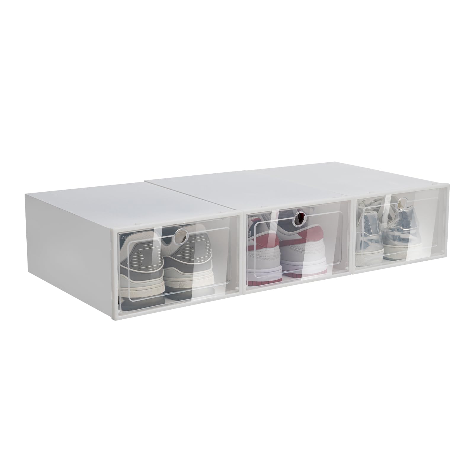 Zapatero Plastico, Organizador de Zapatos, Caja de Zapatos Transparente, 20/24 Unidades, 33 x 23 x 14 cm, Apilables, Cajón Apilable, para Guardar Zapatos y Libros