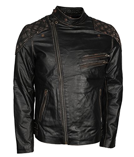 Skull and Bones Black Motorcycle Leather Jacket for Men - Cow Hide Leather Biker Jacket Men4