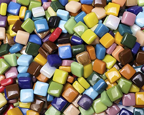 Lanyani Vibrant Glass Mosaic Stone Tiles For Arts And Crafts, Colorful Bulk Opaque Loose Glass Pieces, 1/2 Inch, 2 Pounds #TOP4