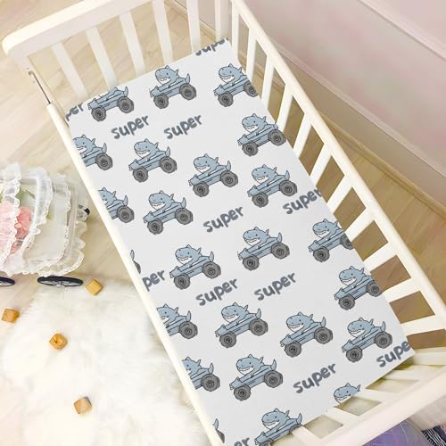 Image of Fish and Fish Small Car Crib Sheets Stretchy Portable Sheets for Baby Toddler Breathable Soft Crib Mattress Sheet for Girls Boys