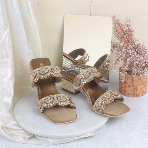 Image of Mochi Women synthetic embellishments Ethnic Slip-on Sandal