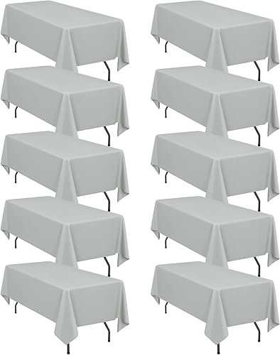 Miniatura 279 de Pesonlook Paquete de 4 manteles redondos blancos de 90 pulgadas, mantel de poliéster para mesas redondas, mantel lavable, resistente a las manchas