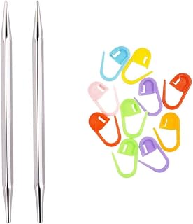 Knitter's Pride Nova Cubics Platina Knitting Needles Interchangeable Circular Tips 3.5 inch (9cm) Size US 7 (4.5mm) Bundle with 10 Artsiga Crafts Stitch Markers 320402