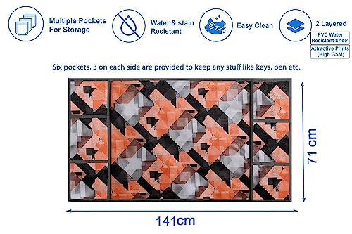 Image of Stylista Refridgerator top Cover Suitable for Samsung RS76CG8003S9HL, 653 Liter Fridge, Dimension (WXD) 71x141 CM, Chekered Pattern Orange