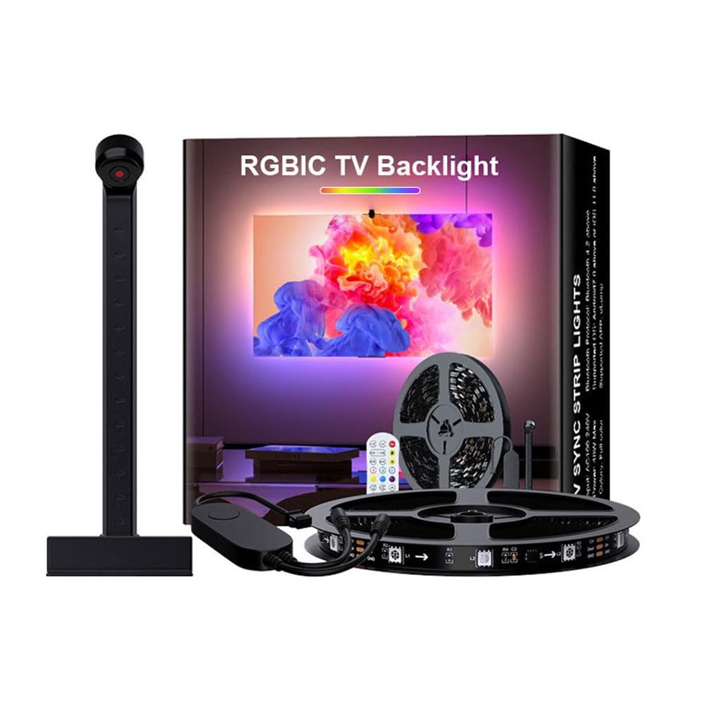 Striscia LED USB 5050rgbIC for TV,sincronizzazione della luce dello schermo intelligente,luce di gioco a LED con selettore colori della fotocamera intelligente,illuminazione ambientale del computer TV