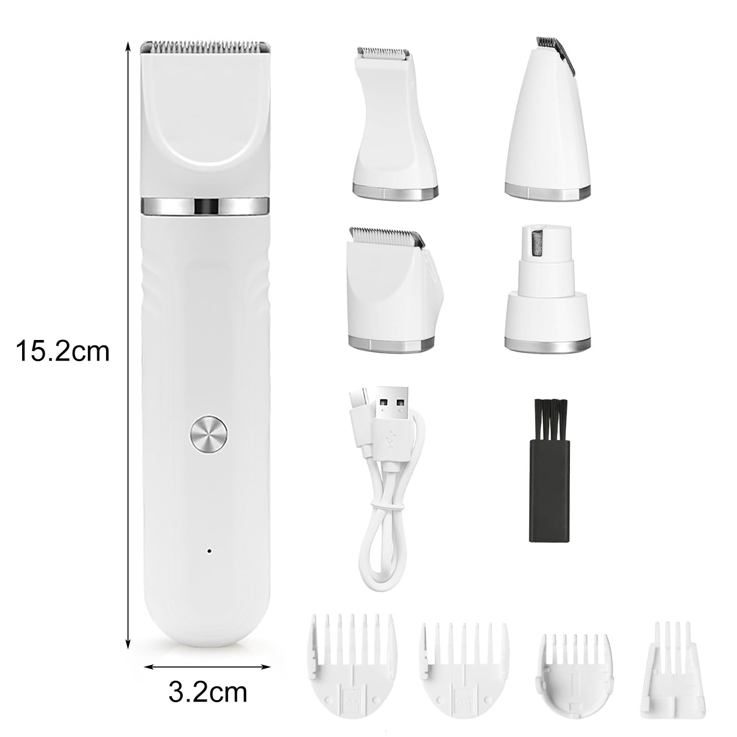 4 en 1 Tondeuse Chat Set, Silencieuse Tondeuse pour Chat, Tondeuse à Cheveux sans Fil et silencieuse pour Chiens et Chats (Blanc)