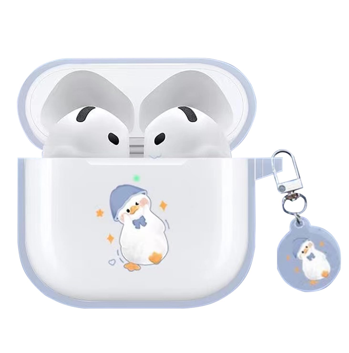 For AirPods 4 ケース クリア TPU素材 AirPods 4 カバー【JYJIEJIE】充電対応 装着したまま 紛失防止用のフックを搭載した 軽量 キズ防止 防震 防塵 耐衝撃 傷つきにくい 柔らかなシ 衝撃 吸収 スリム ソフト ケースカバー 落下防止保護(クリア)