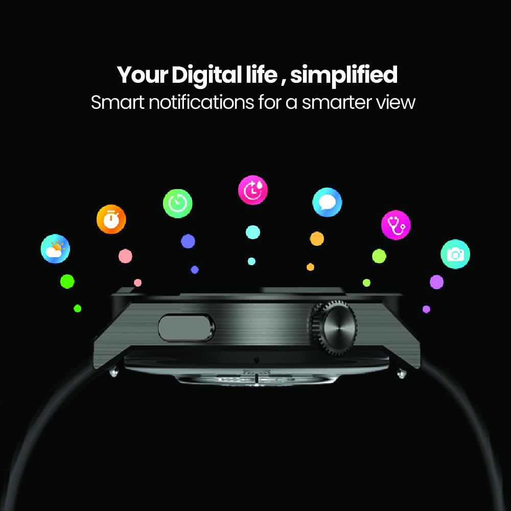 Seeken Gravity Gen 3 Smart Watch | Smart Watches for Men | Watches for Women | Bluetooth Calling & Health Monitoring | 1.43" AMOLED Display | IP67 Waterproof | Long Battery Life | Black