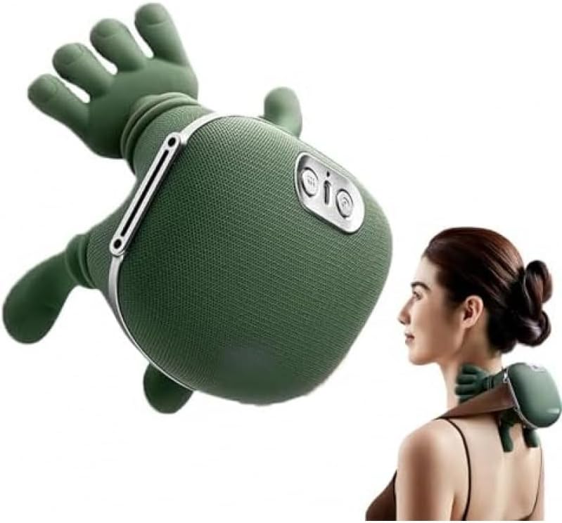 Masajeador de cuello con calor para aliviar el dolor de tejido profundo, masajeador inalámbrico de cuello y hombros con calor y dedos Bionic Hand
