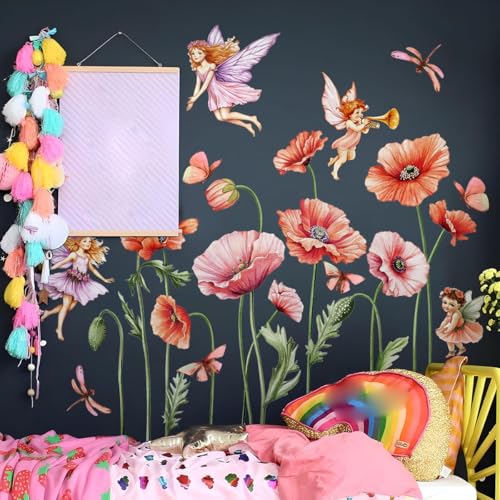 Vinilos decorativos flores y mariposas para habitación infantil