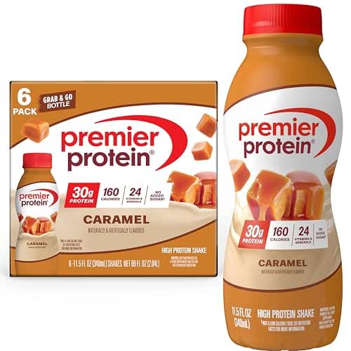 Premier Protein Shake, Caramel, 30g Protein, No Added Sugar, 24
