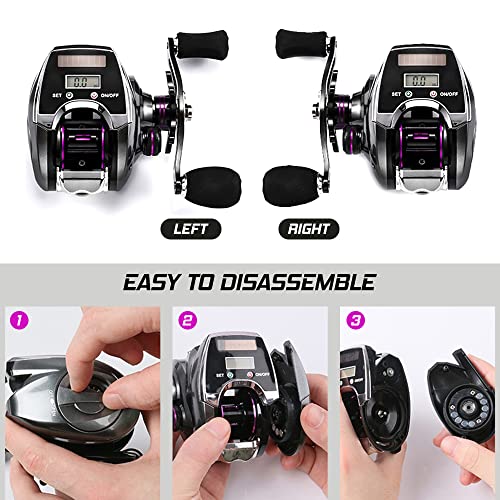 Wuyuzi ベイトリール,6+1BB 8.0:1 比率デジタル表示 ベイトキャスティング リール ライン カウンター付き サン パワー充電システム 高速フィッシング リール タックル アクセサリー 9枚目