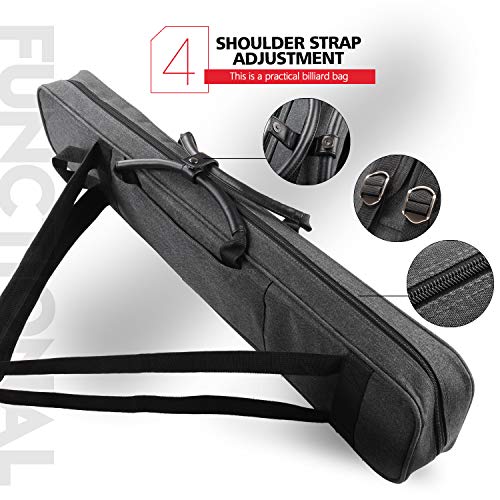 KONLLEN Pool Cue Case 3x4 Oxford Pool Stick Case Holds 3 Butts and 4 Shafts Billiard Sitck Large Capacity Carrying Cases with Multi-Pocket Pool Cue Accessories