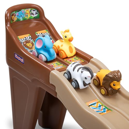 Image of Simplay3 Safari Adventure Race Track, Dual Lane Toddler Racetrack, Car Ramp Toy for Indoor or Outdoor Play, 4 Toy Animal Cars Included, Made in USA