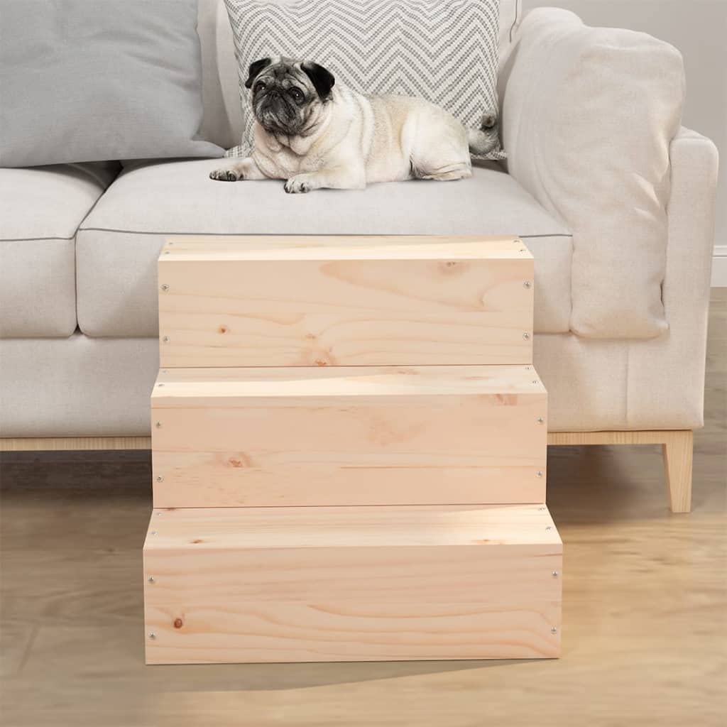 Scaletta per animali domestici, 40 x 37,5 x 35 cm, in legno di pino massiccio, ausilio stabile per cani e gatti, pieghevole, antiscivolo, adatta per divano, letto, auto, anziani e cuccioli
