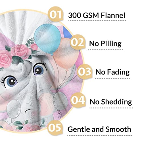 Elephant Blanket Gifts - 40"x50" Cute Throw for Women Girls - Purple Soft Fuzzy Blankets for Bed, Couch & Living Room