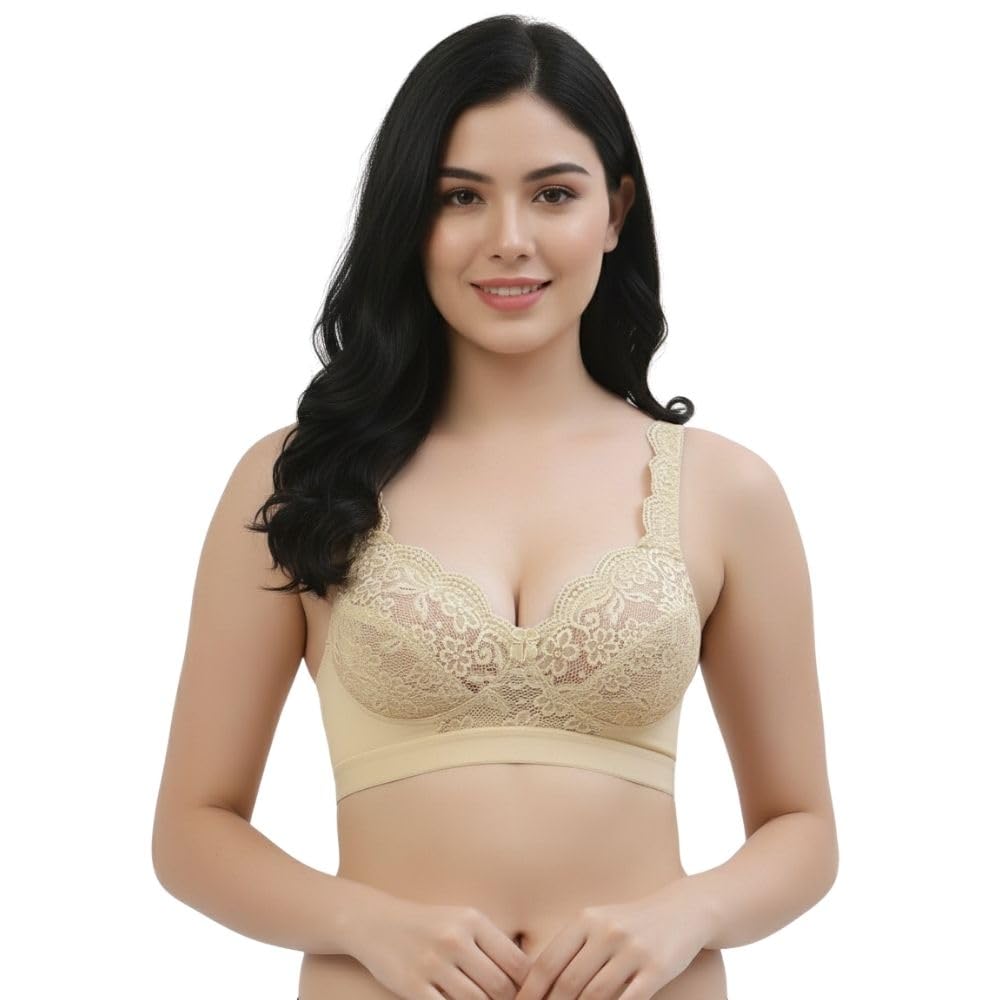 floret Women Soft & Comfortable Lace Bra | Non Padded & Non-Wired Full Coverage Regular Adjustable Straps Net Lingerie-picture-55
