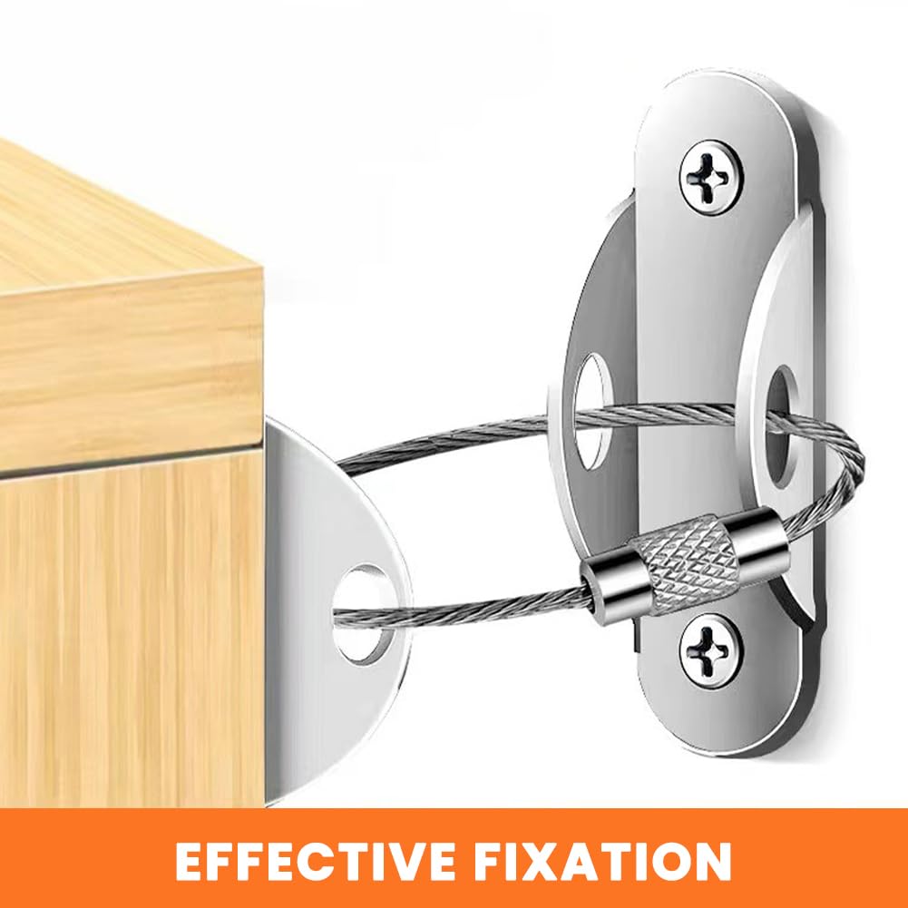 8 Packs Furniture Anchors, Metal Furniture Straps for Baby Proofing & Pet Protecting - Image 4
