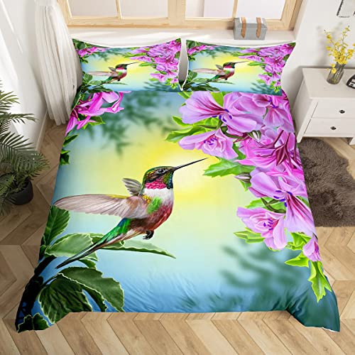 Feelyou Hummingbird Bedding Set Tropical Birds Duvet Cover Set For Kids Boys Girls Hummingbird Flowers Comforter Cover Farmhouse Garden Quilt Cover 1 Duvet Cover With 2 Pillowcases Queen Size #TOP2