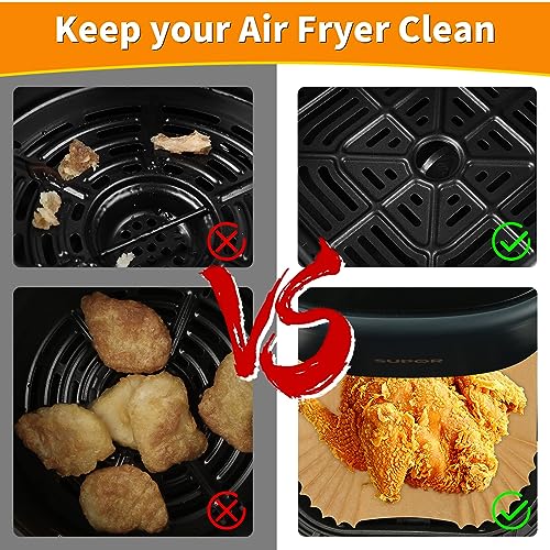 Image of Air Fryer Liners Disposable Square for Ninja AF141 AF142 5Qt /Ninja AF181 AF182 6.5Qt, 100PCs 7.9in Non-stick Oil-proof Parchment Cooking Paper for Gourmia /Cosori /Chefman 5-8Qt Airfryer /Media 11 Quart