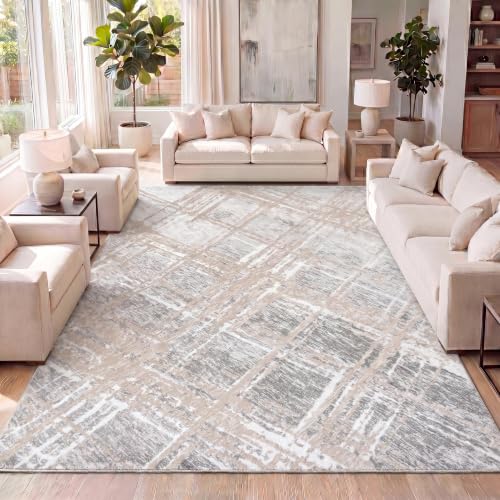 JONATHAN Y Slant Abstract Beige/Gray Indoor Area Rug 3X5 ft, Modern for Living Room, Bedroom, Kitchen, Office, Easy-Cleaning, High Traffic, Pet-Friendly, Non-Shedding SOR201C-3