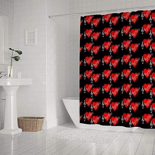 Rideau de douche notes de musique anti projection eau polyester lavable 182x183cm