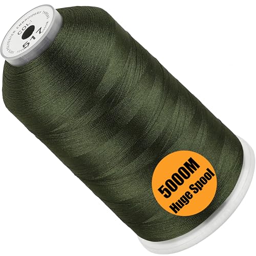 Image of New brothread - Single Huge Spool 5000M Each Polyester Embroidery Machine Thread 40WT for Commercial and Domestic Machines - Dark Olive