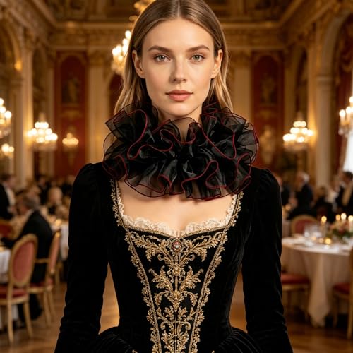 Cuello con volantes y collar falso con cierre ajustable y adaptable 5
