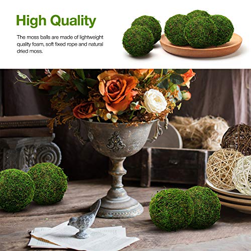 Natural Green Moss Decorative Ball And Assorted Rattan Wicker Balls 3.5" Set Of 9, Hanging Balls With Handmade, Hanging Balls Vase Bowl Filler, Christmas Tree Garden Weddings Home Party Decor #TOP2
