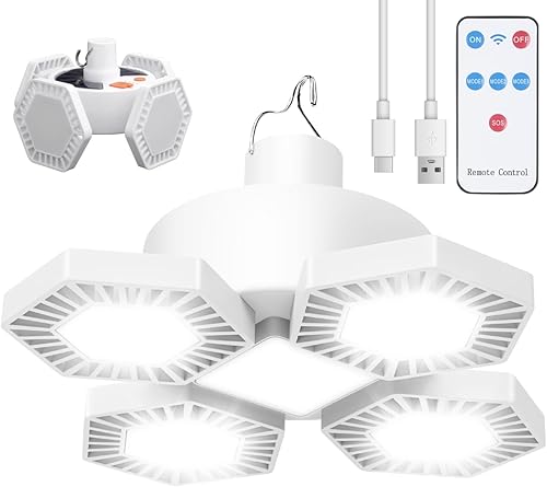 Luz solar para campamento con control remoto, linterna plegable recargable por USB, iluminación de 360, impermeable, lámpara colgante para tienda de