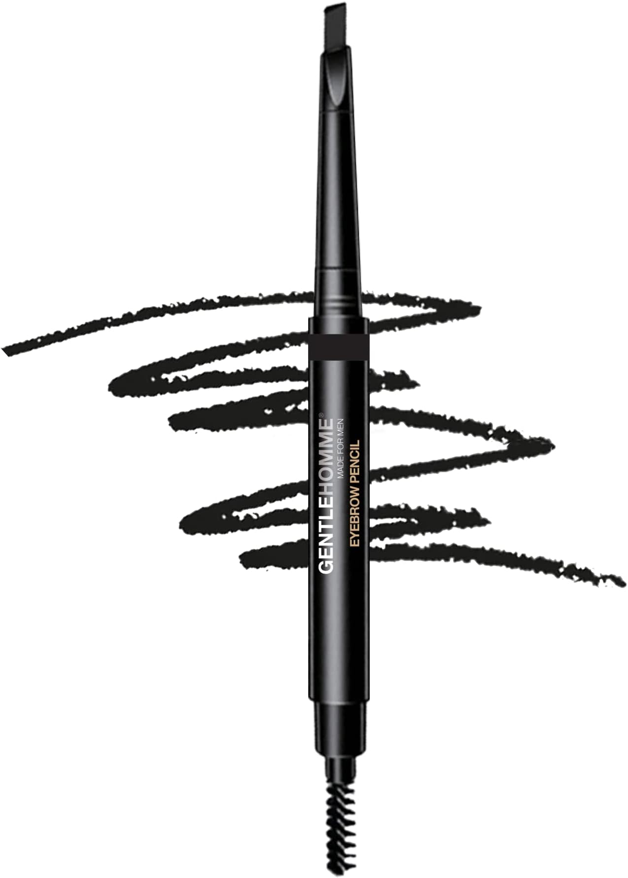 GentlehommeMen's 2-in-1 Eyebrow Brush & Pencil - Shape, Define & Fill In - Ultra-Thin, Long-Lasting Black - Vegan