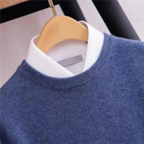 Merino Wool Sweater Men's Round Neck Thickened Tops Autumn Winter Soft Warm Casual Solid Color Knitted Pullover2