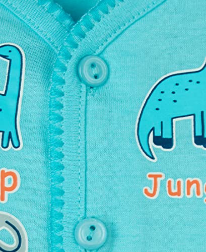 Image of mustmom Newborn Baby Cotton Jhabla Set | 0-3 Months | Combo of 1 T-Shirt, 1 Vest & 2 Shorts | Soft Breathable Summer Wear for Boys & Girls
